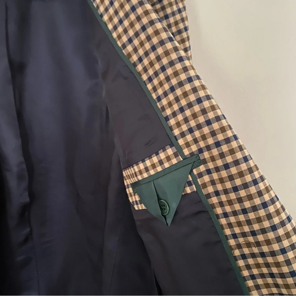 J. Crew Alfie Honey Plaid Italian Wool Stretch Blazer Size 10 NWOT Tollegno 1900 - Picture 11 of 16
